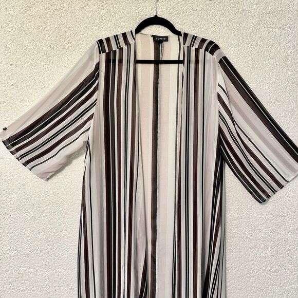 Torrid‎ Chiffon High-Low Kimono Stripped - Picture 4 of 16